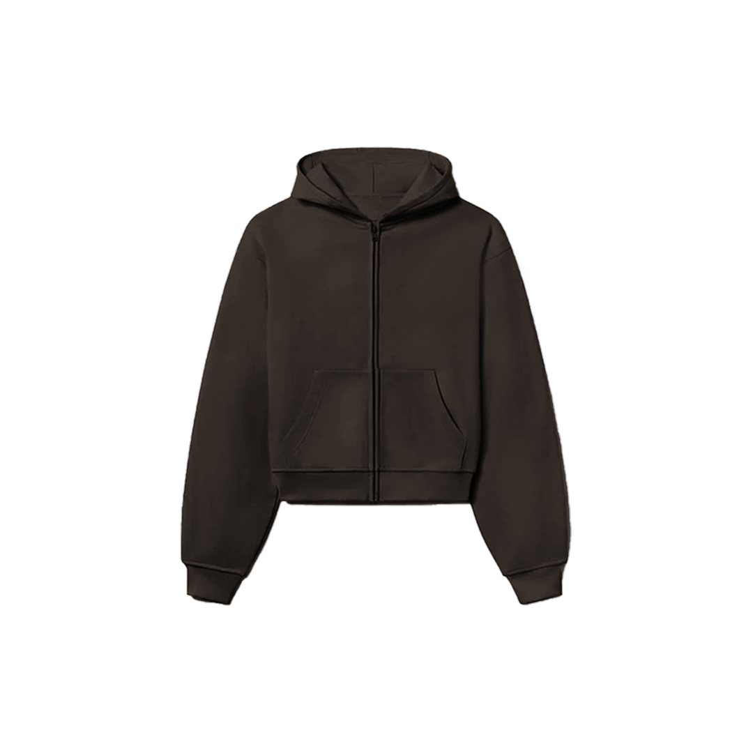 1800 GSM 'Wood Brown' Zip-Up Hoodie
