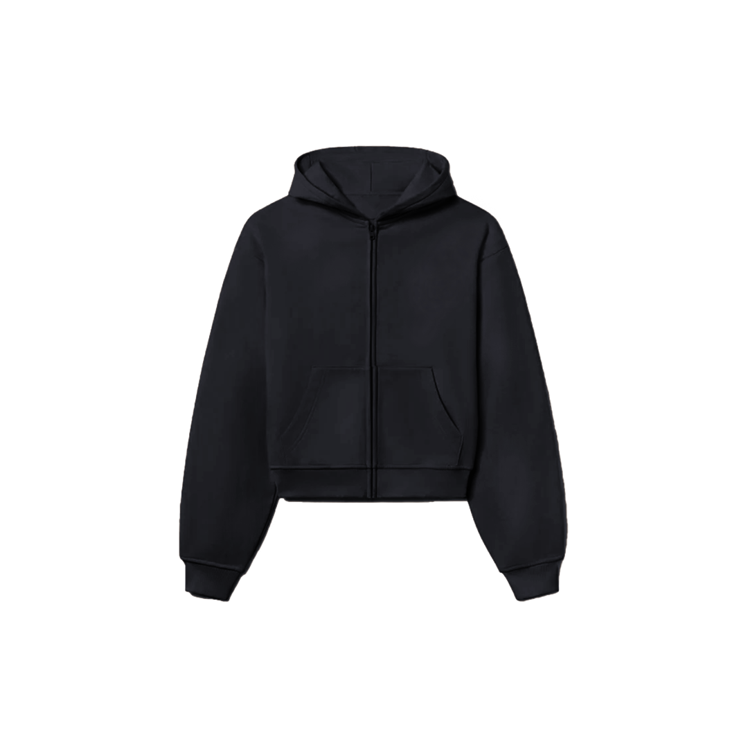1800 GSM 'Black' Zip-Up Hoodie – Humane Blanks 1800 GSM 'Black' Zip-Up Hoodie – Humane Blanks