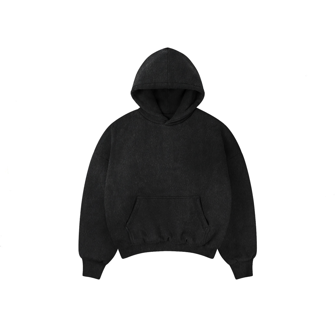 1000 GSM 'Washed Black' Double Hoodie - Main Image
