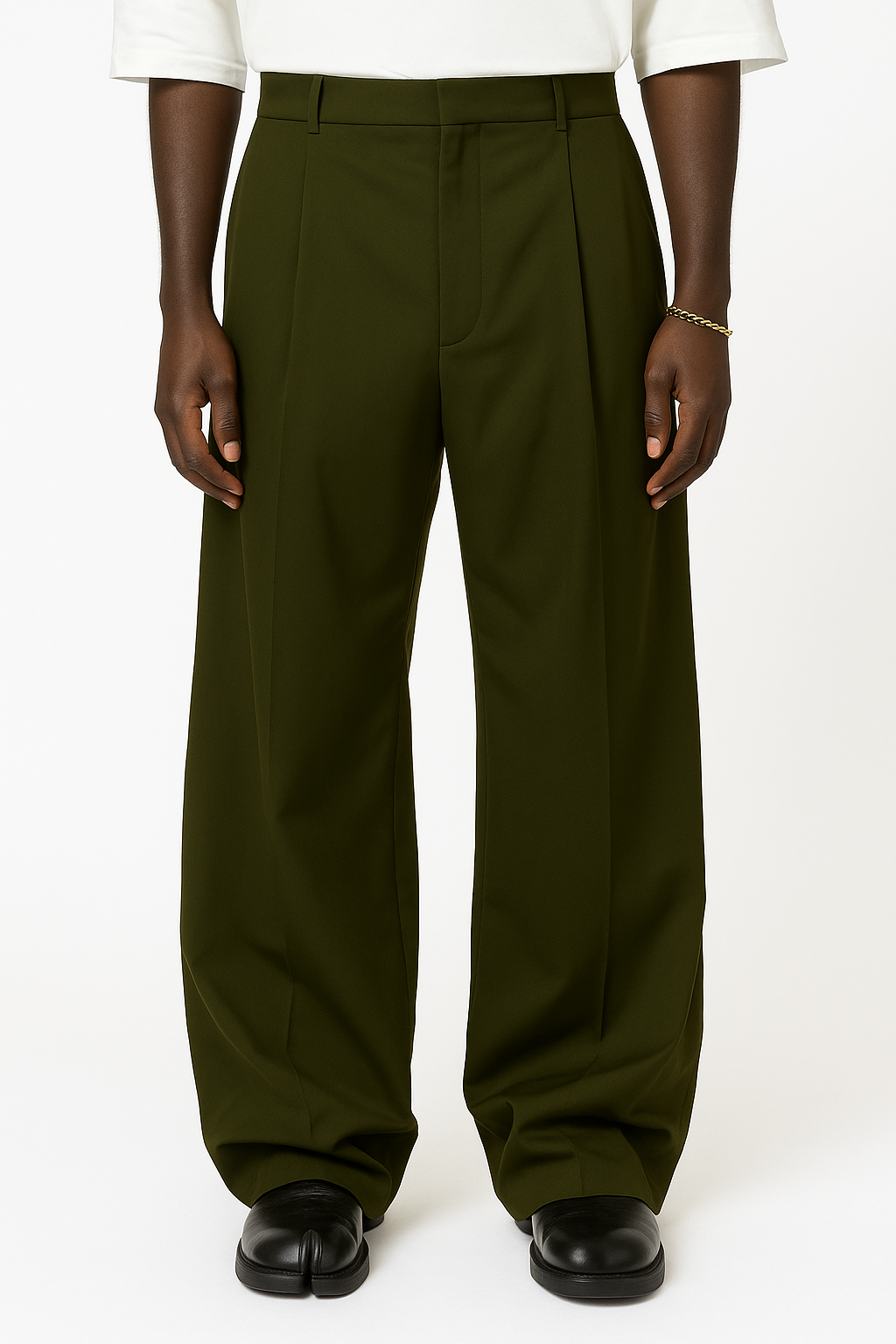 Nylon 'Army Green' Baggy Pants