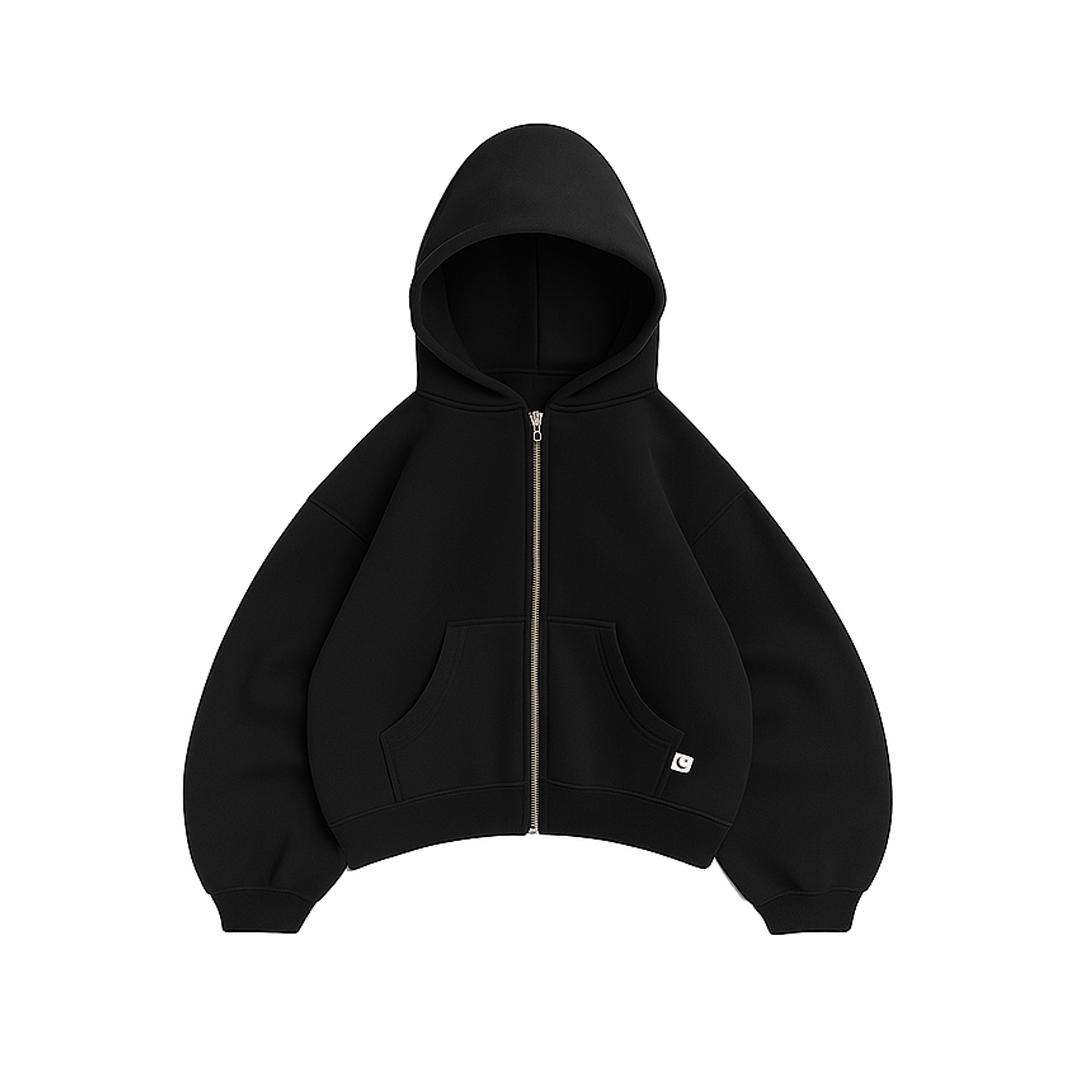 450 GSM 'Black' Zip-up Hoodie – Humane Blanks 450 GSM 'Black' Zip-up Hoodie – Humane Blanks