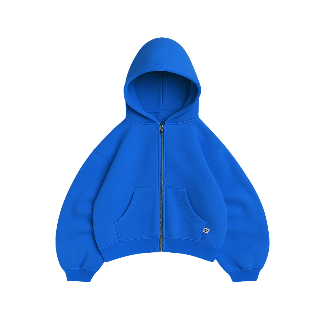 450 GSM 'Cobalt Blue' Zip-up Hoodie – Humane Blanks 450 GSM 'Cobalt Blue' Zip-up Hoodie – Humane Blanks