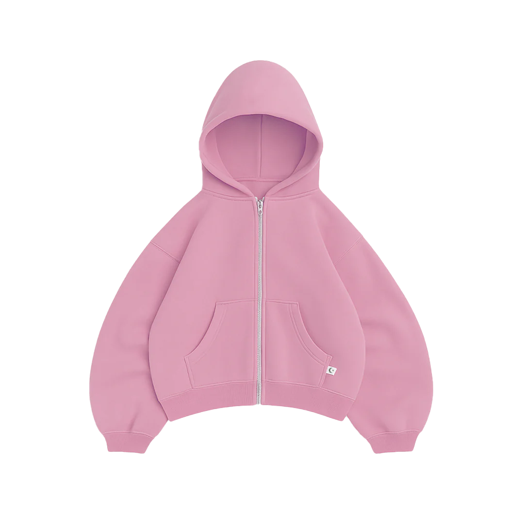 450 GSM 'Pink Lily' Zip-up Hoodie