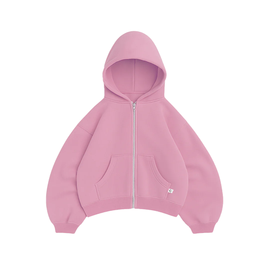 450 GSM 'Pink Lily' Zip-up Hoodie
