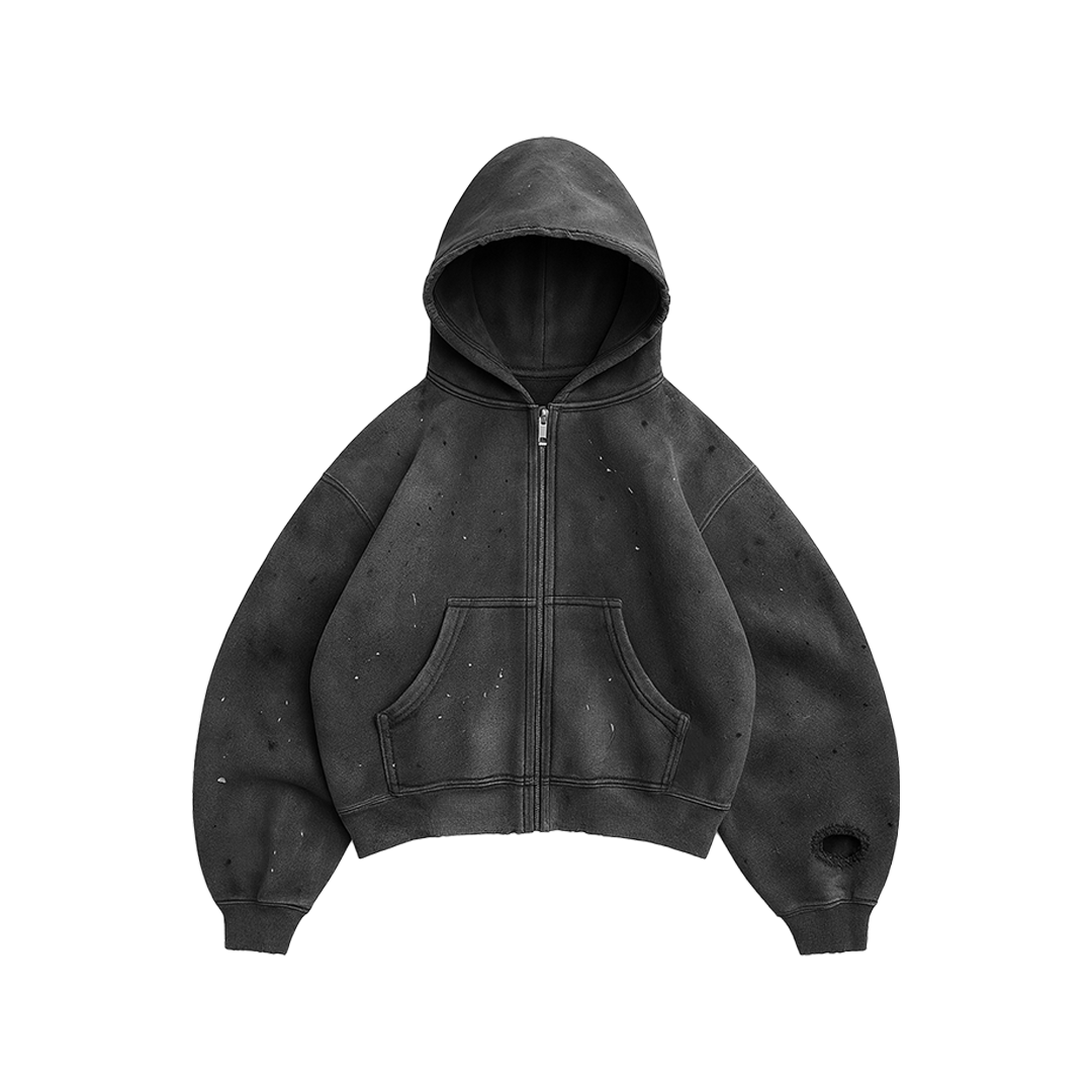 450 GSM 'Faded Obsidian' Zip-up Hoodie