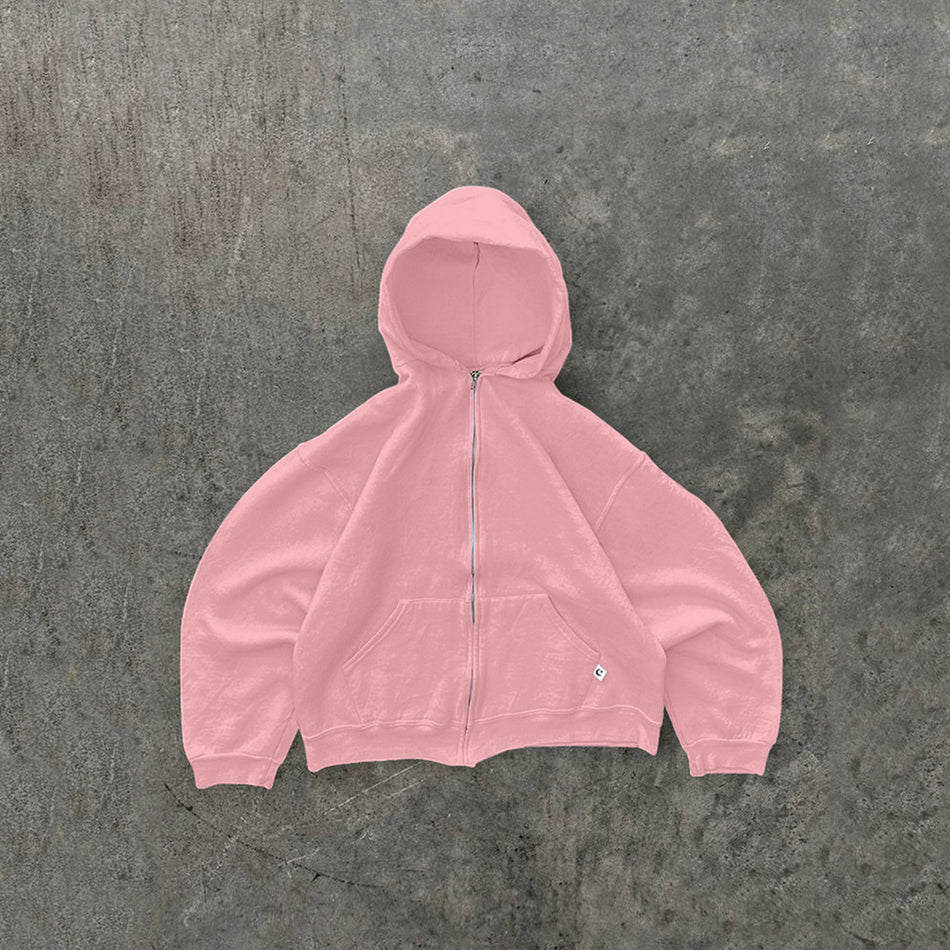 450 GSM 'Pink Lily' Zip-up Hoodie