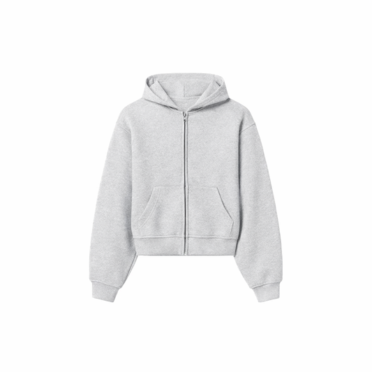 1800 GSM 'Light Heather Gray' Zip-Up Hoodie