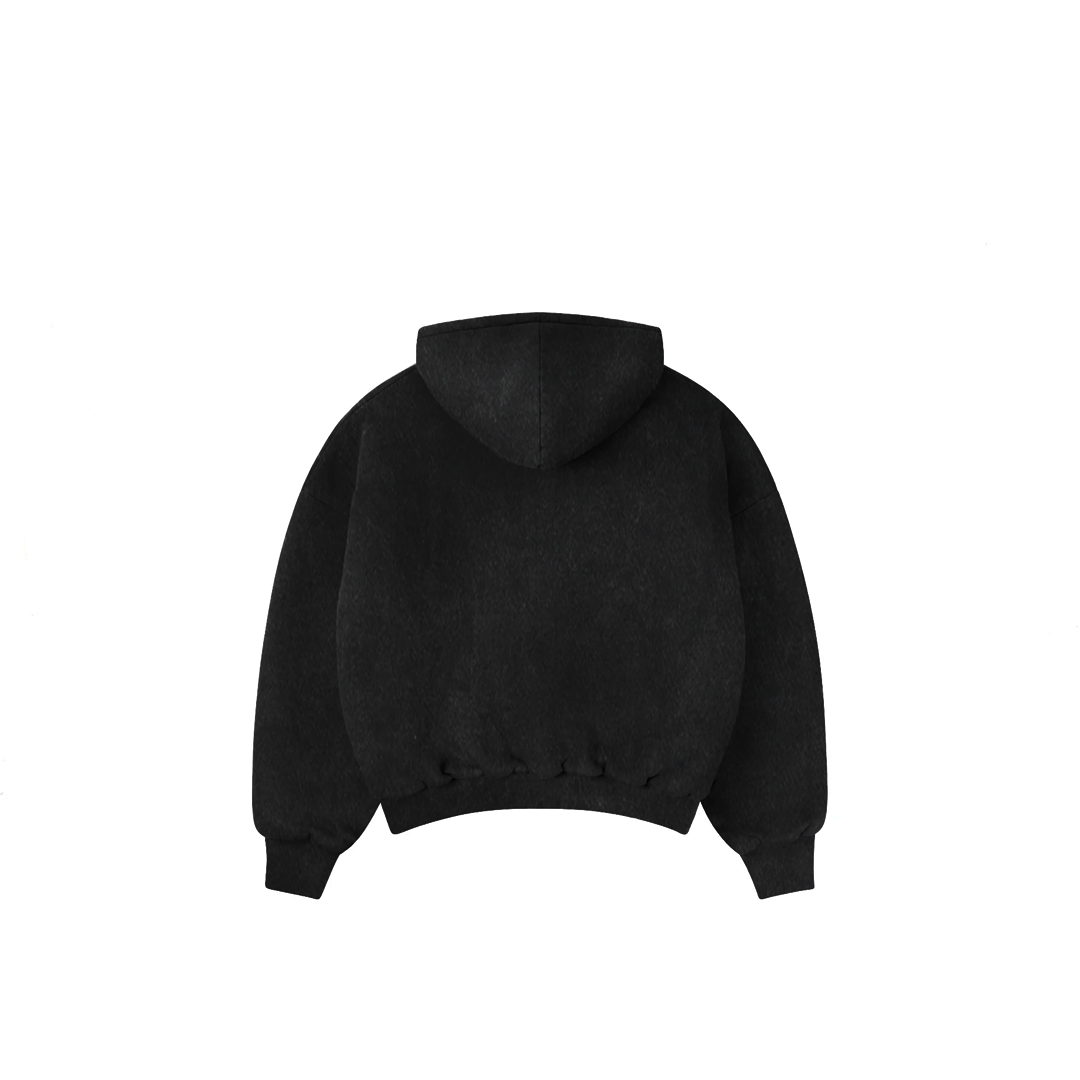 1000 GSM 'Washed Black' Double Hoodie