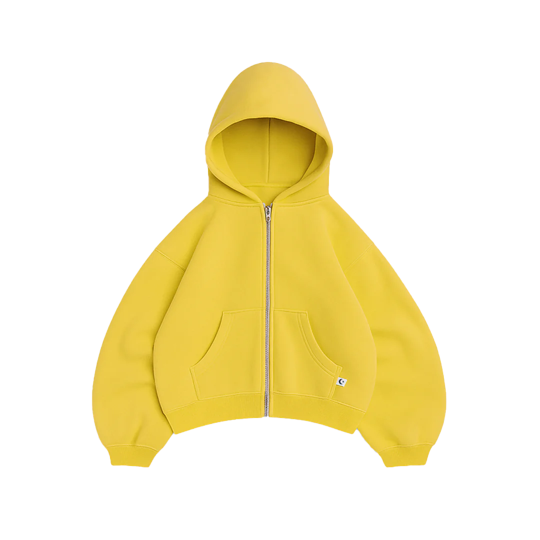 450 GSM 'Vintage Yellow' Zip-up Hoodie